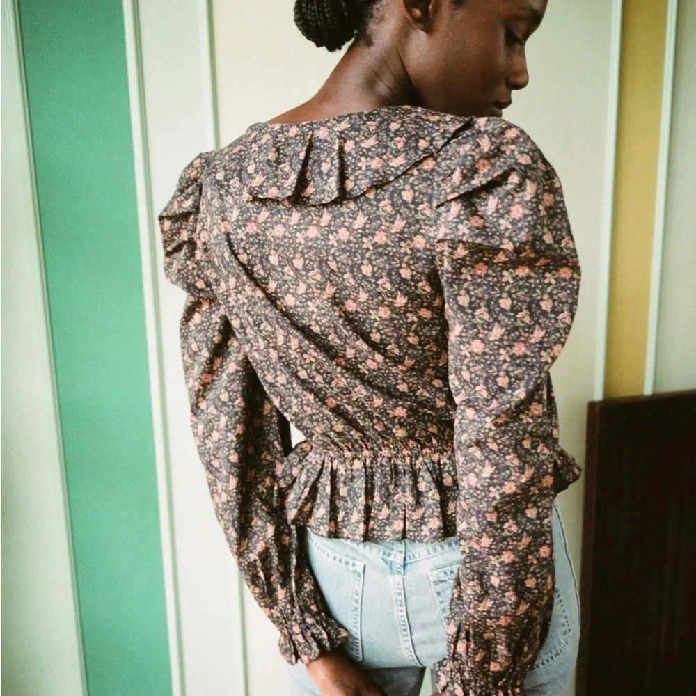 Christy Dawn The Genevieve Blouse Floral Puff Sleeve Top